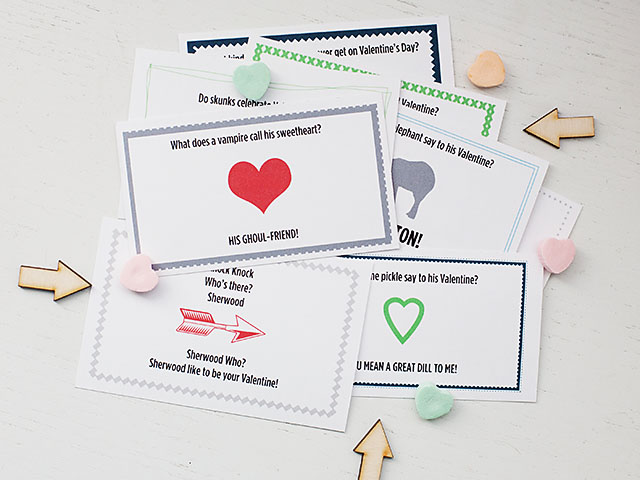 Printable Valentine joke notes