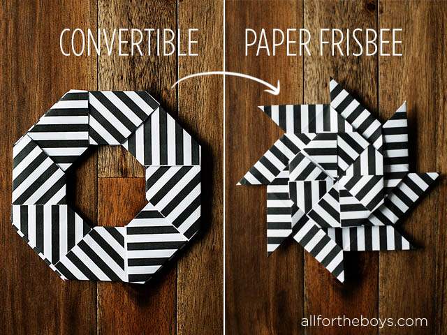 Convertible paper frisbee toy from All for the Boys blog
