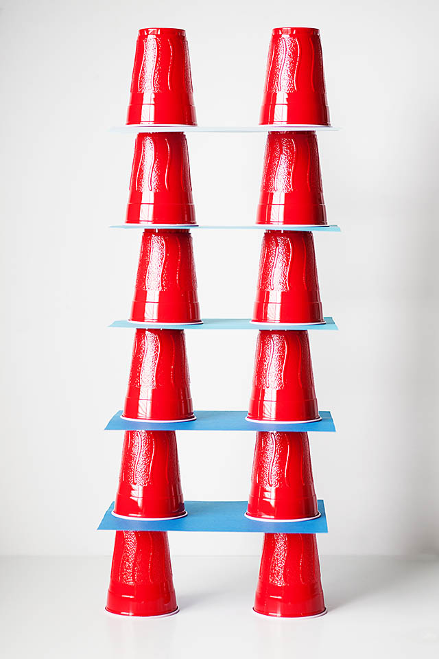 plastic cup building, a great boredom buster from All for the Boys blog
