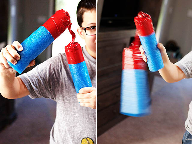 DIY pool noodle nunchucks from All for the Boys blog