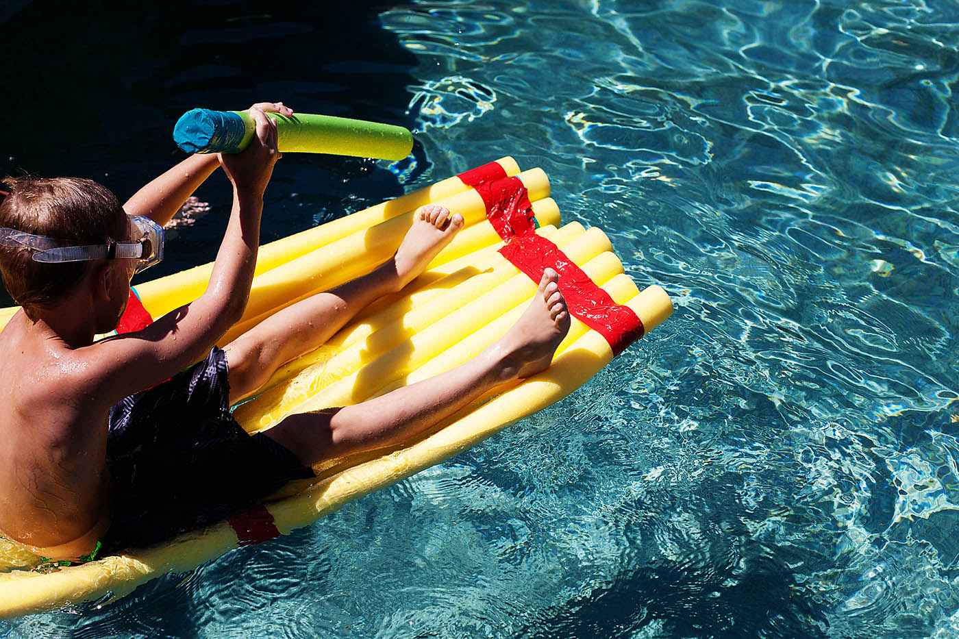 DIY pool noodle floating construction