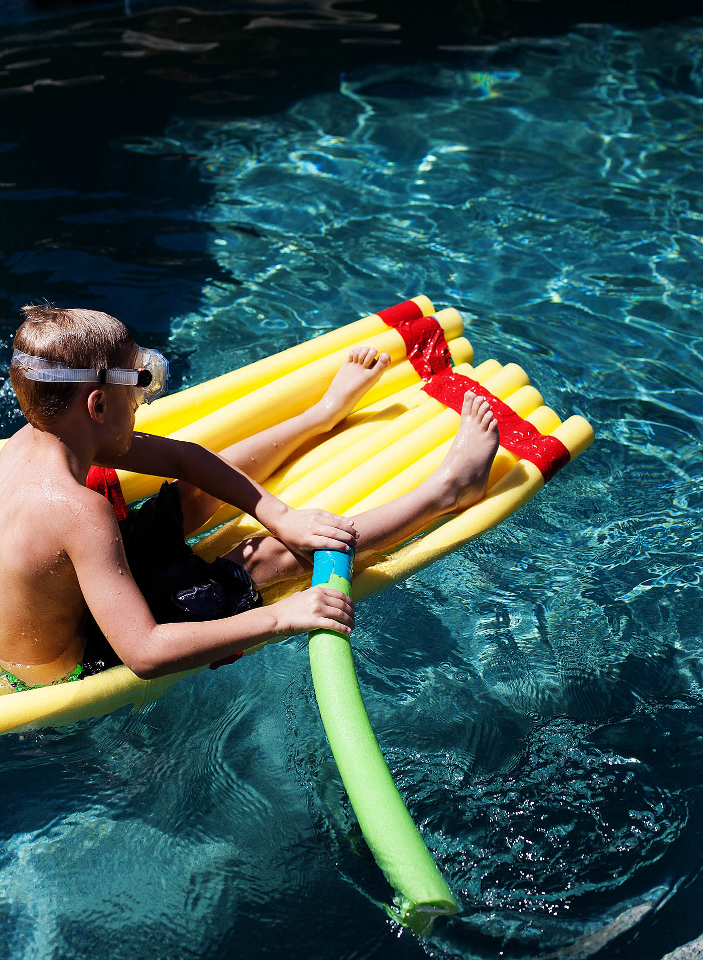 DIY pool noodle floating construction