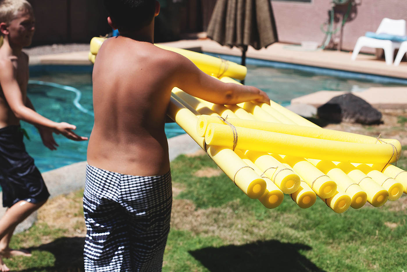 DIY pool noodle floating construction