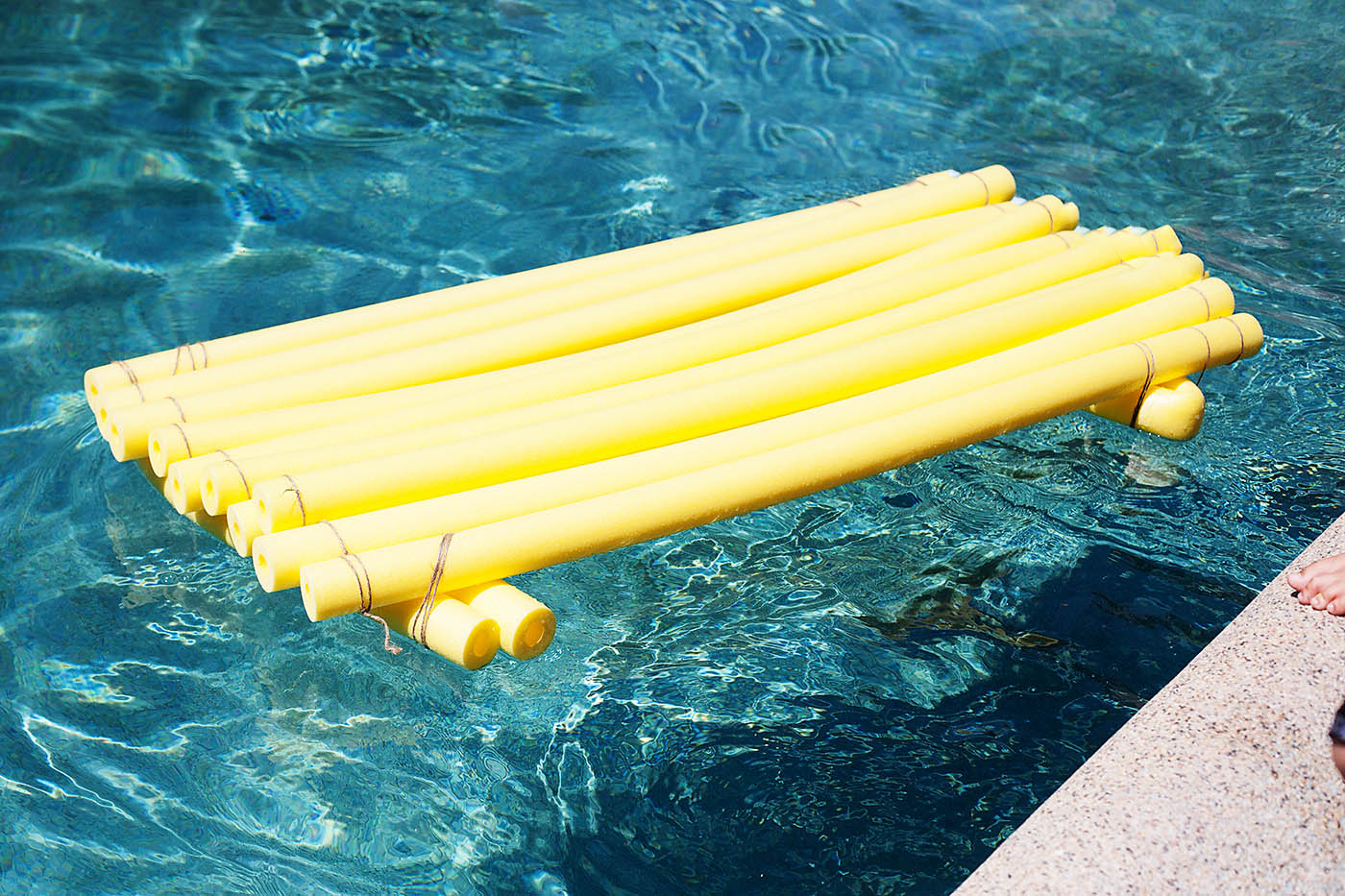 DIY pool noodle floating construction