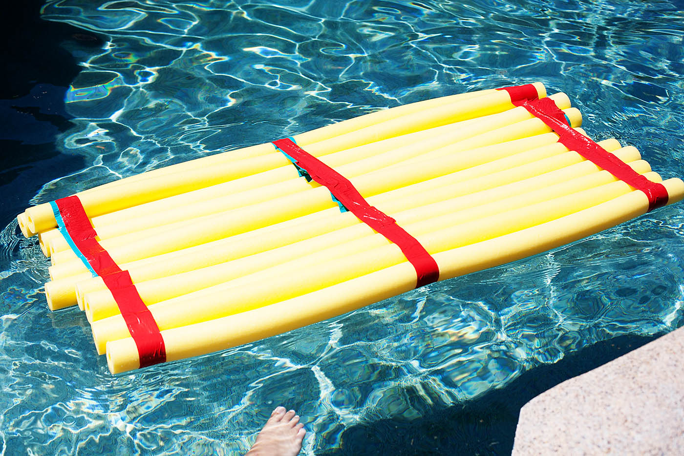 DIY pool noodle floating construction