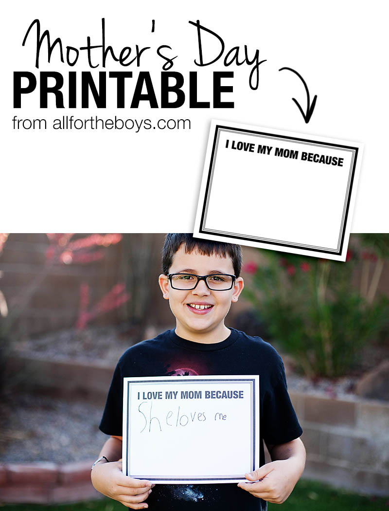 I Love My Mom Because... free printable from All for the Boys