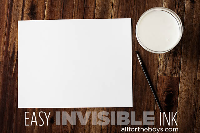 Easy invisible ink from All for the Boys
