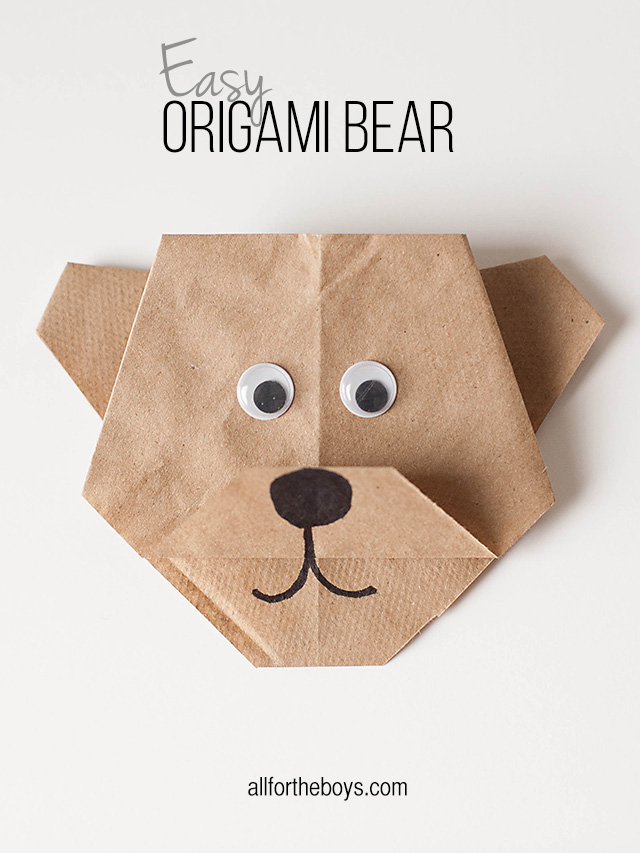 Easy Origami Bear + Disneynature's BEARS printables from All for the Boys blog