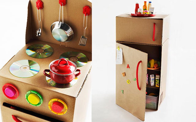 DIY cardboard kitchen
