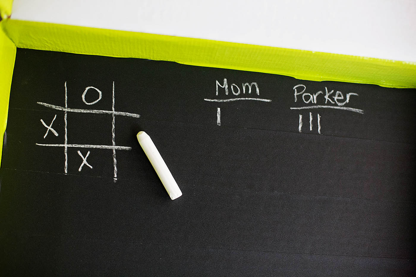 Use the chalkboard base to play travel games
