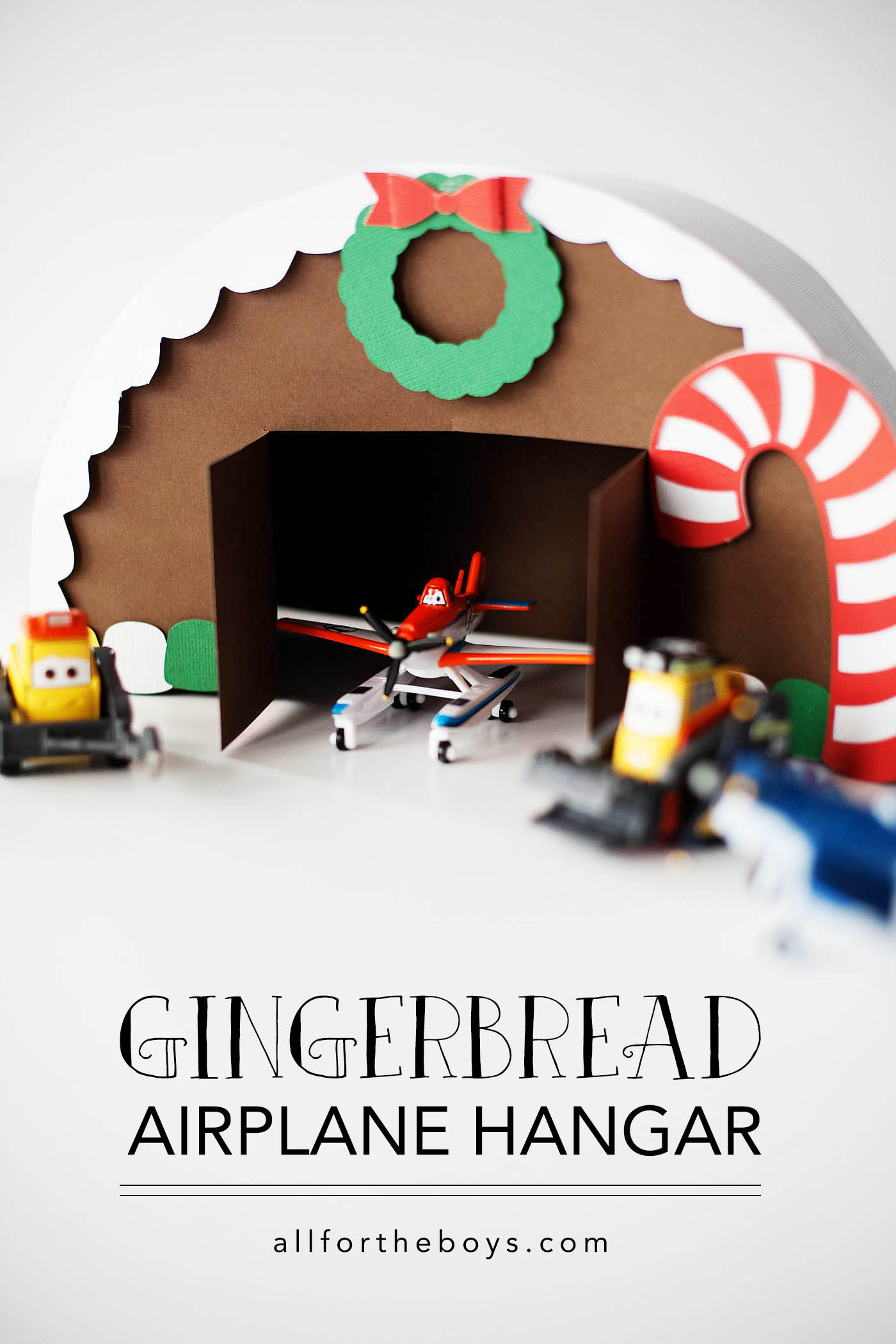 DIY Gingerbread airplane hangar