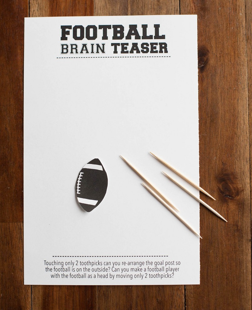 Printable football brain teaser perfect for a SuperBowl or football