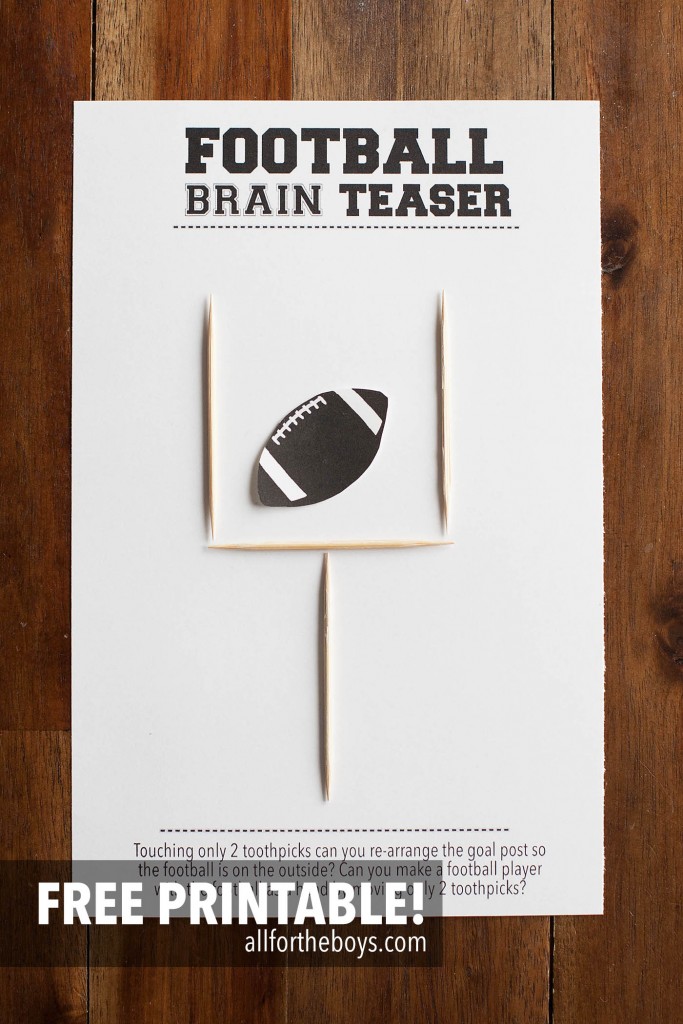 Football Brain Teaser Printable — All for the Boys