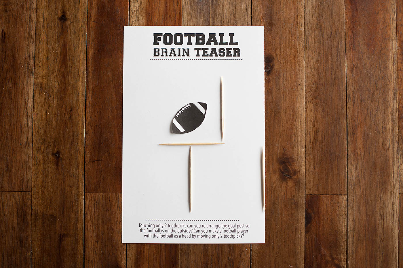 Printable football brain teaser - perfect for a Super Bowl or football party!