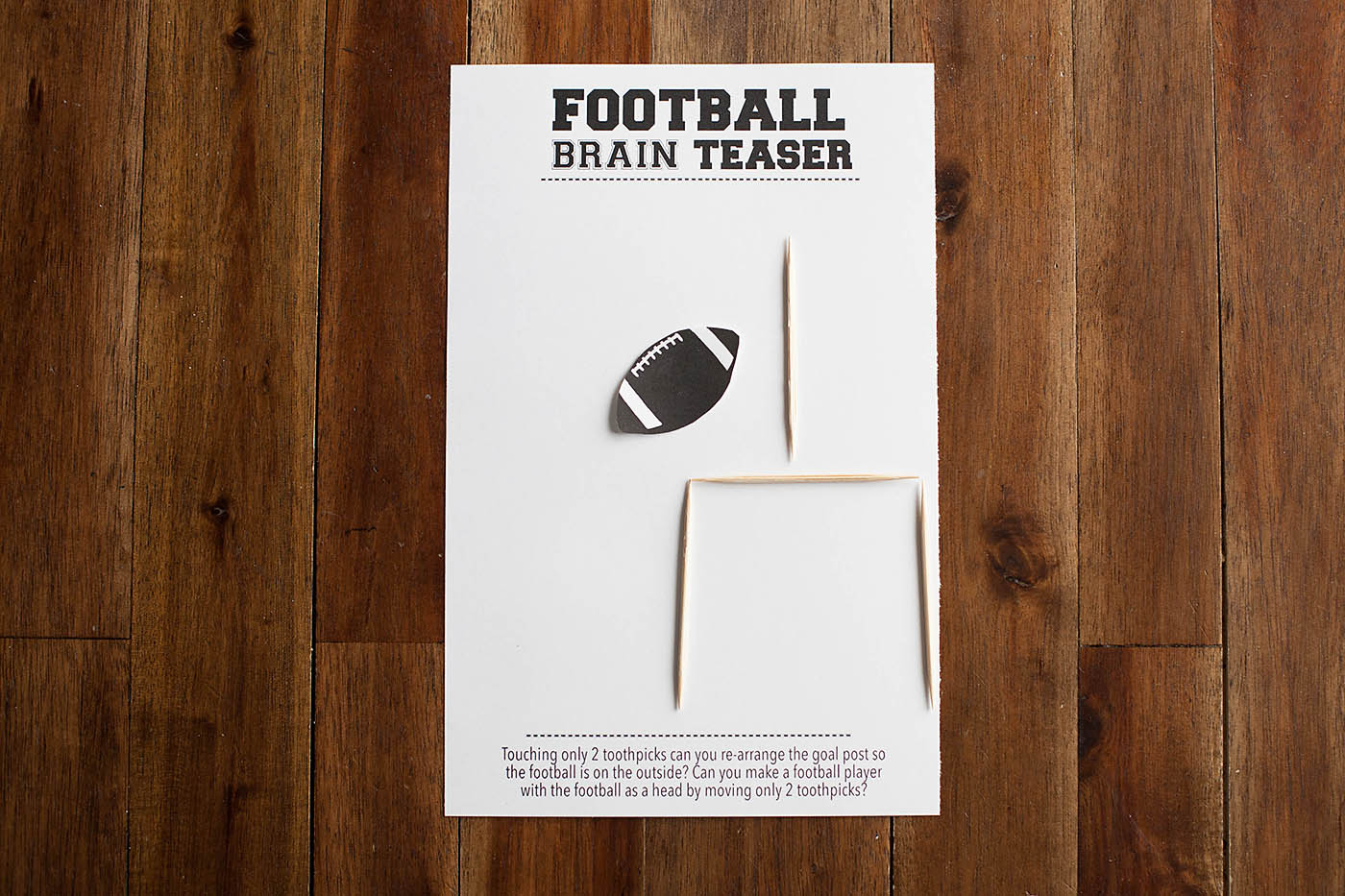 Printable football brain teaser - perfect for a Super Bowl or football party!