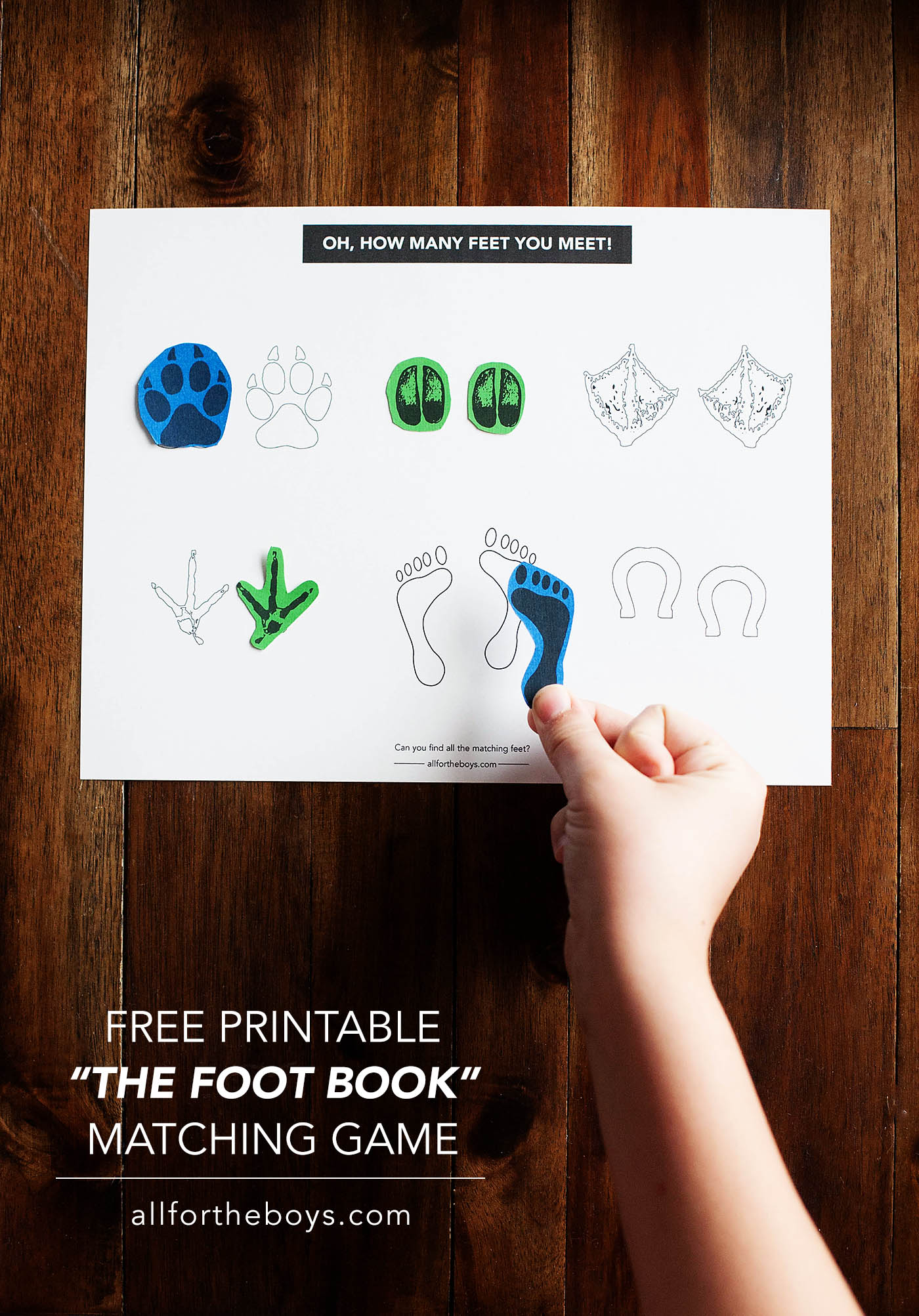Printable The Foot Book matching game. Perfect for Dr. Seuss' birthday!