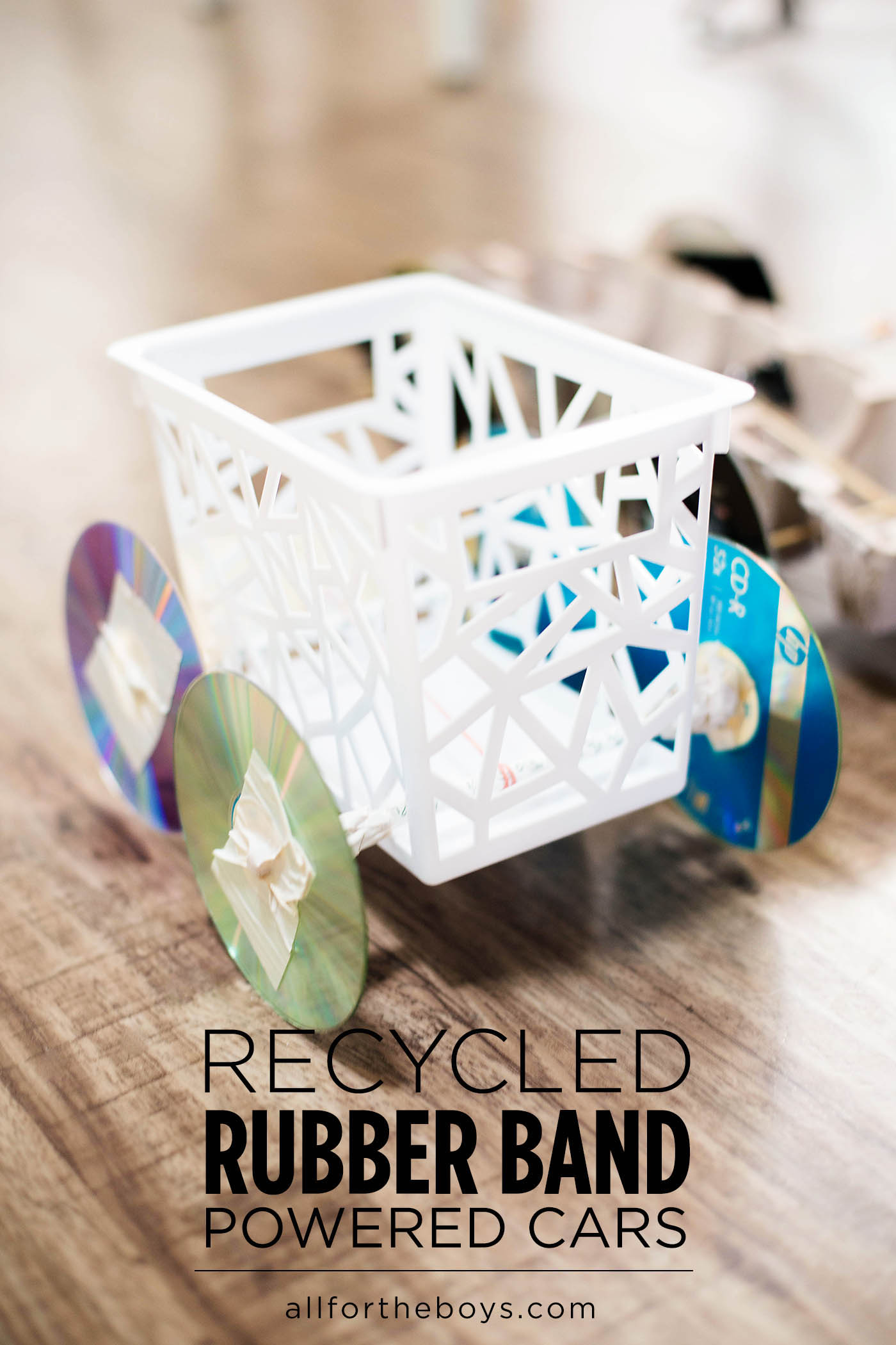 Recycled Rubber Band Powered Car