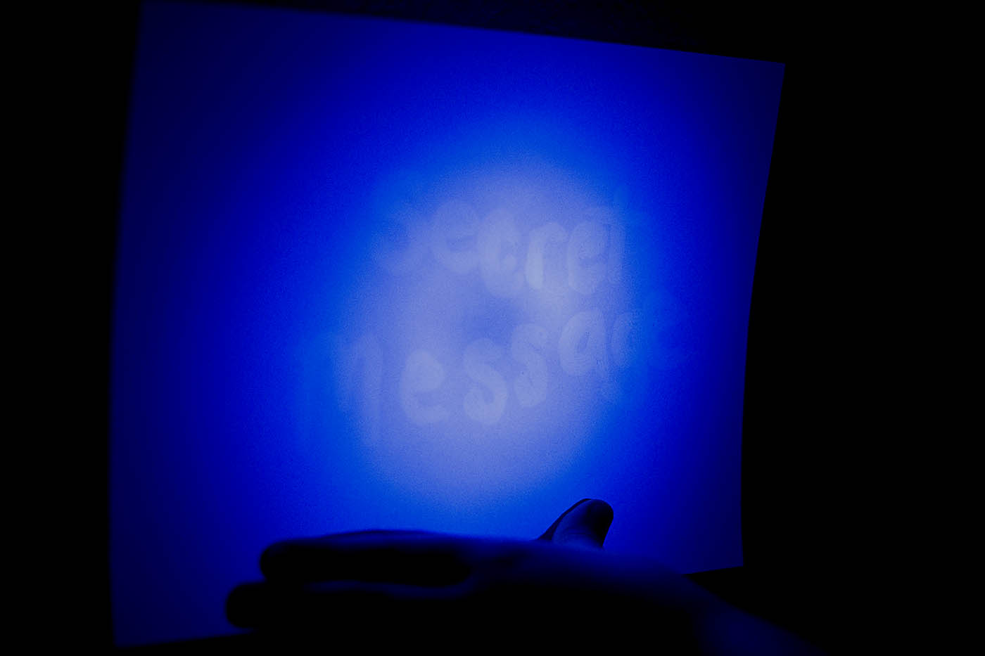 Secret glowing message using invisible ink