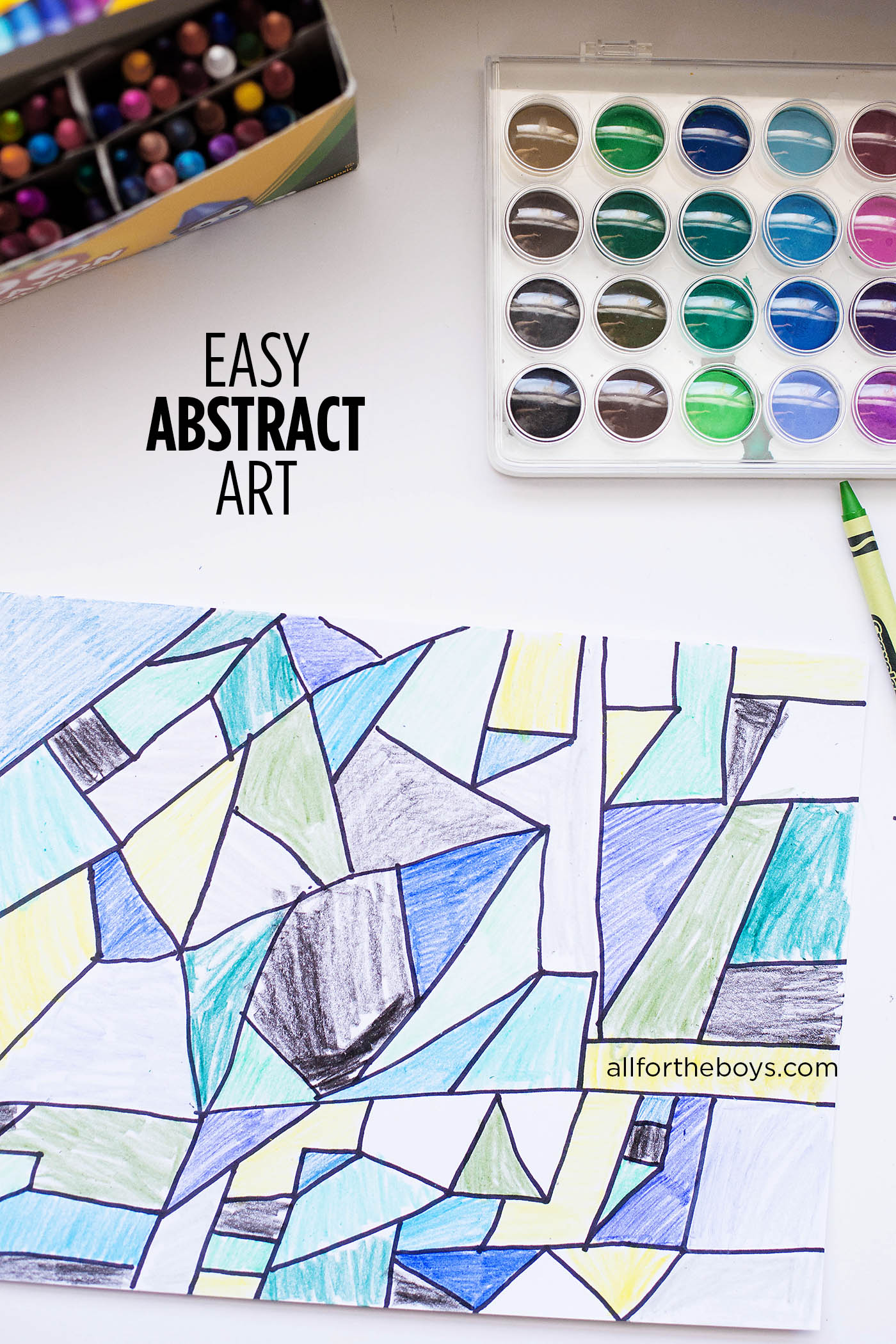 Easy Abstract Art - great idea for older kids too!