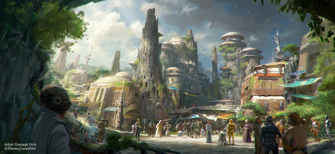 Star Wars-Themed Lands Coming to Disney Parks – Walt Disney Company Chairman and CEO Bob Iger announced at D23 EXPO 2015 that Star Wars-themed lands will be coming to Disneyland park in Anaheim, Calif., and Disney’s Hollywood Studios in Orlando, Fla., creating Disney’s largest single-themed land expansions ever at 14-acres each, transporting guests to a never-before-seen planet, a remote trading port and one of the last stops before wild space where Star Wars characters and their stories come to life. These authentic lands will have two signature attractions, including the ability to take the controls of one of the most recognizable ships in the galaxy, the Millennium Falcon, on a customized secret mission, and an epic Star Wars adventure that puts guests in the middle of a climactic battle. (Disney Parks)