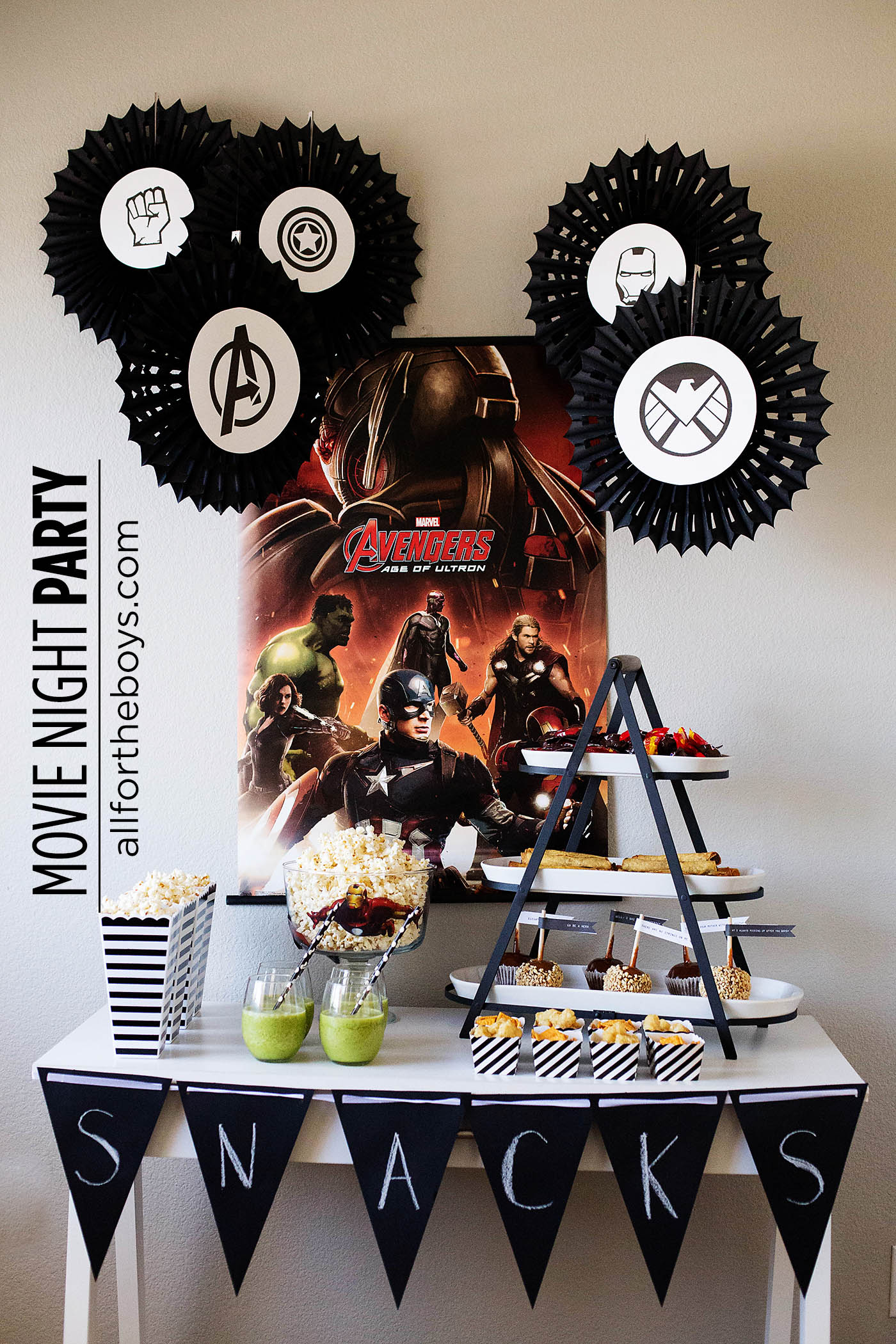 MARVEL's The Avengers: Age of Ultron movie night watch party including a hero transformation dress up center and free movie night printable!