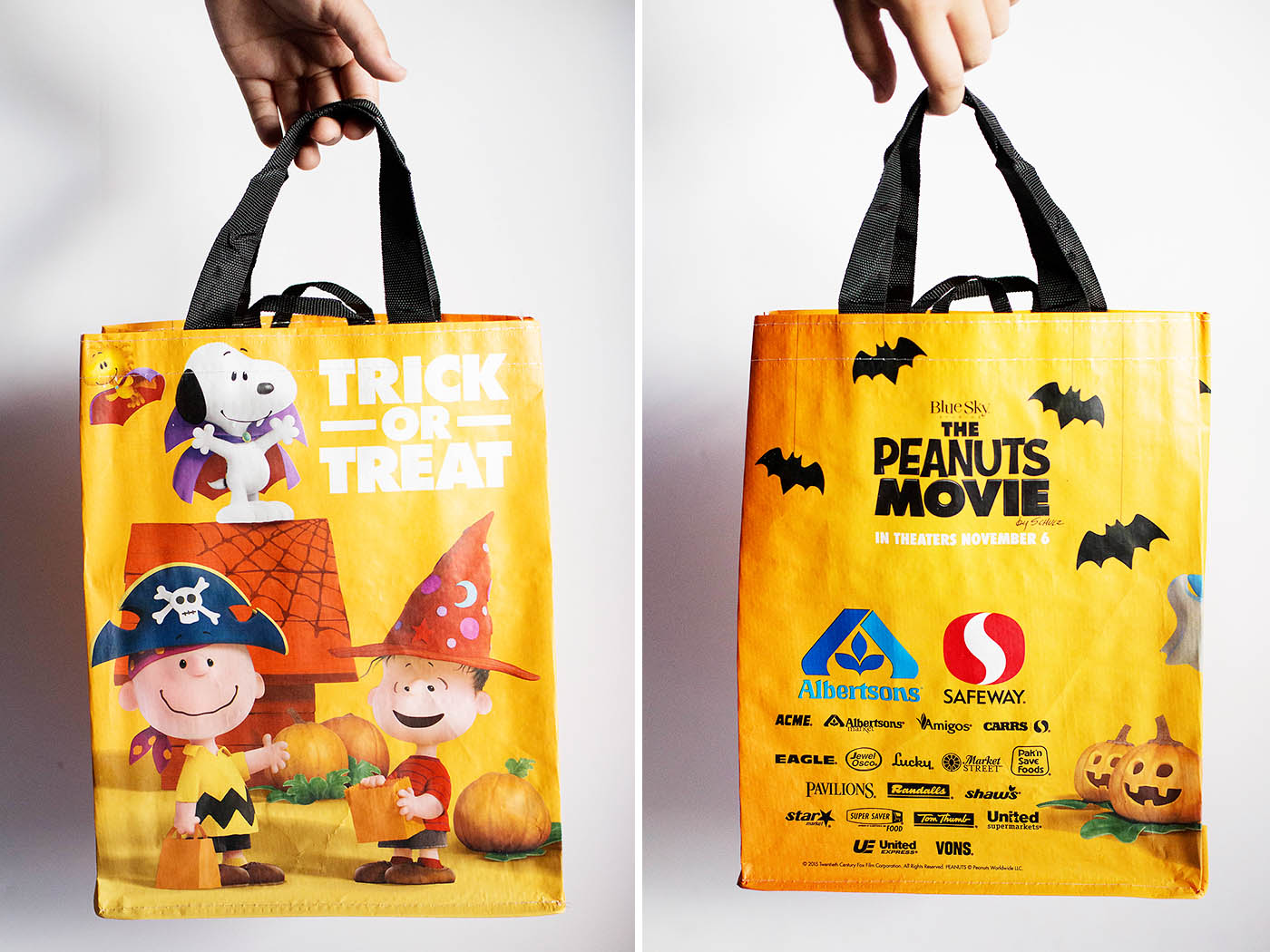 Free Peanuts movie trick or treat bag  with purchase from Albertsons or Safeway!