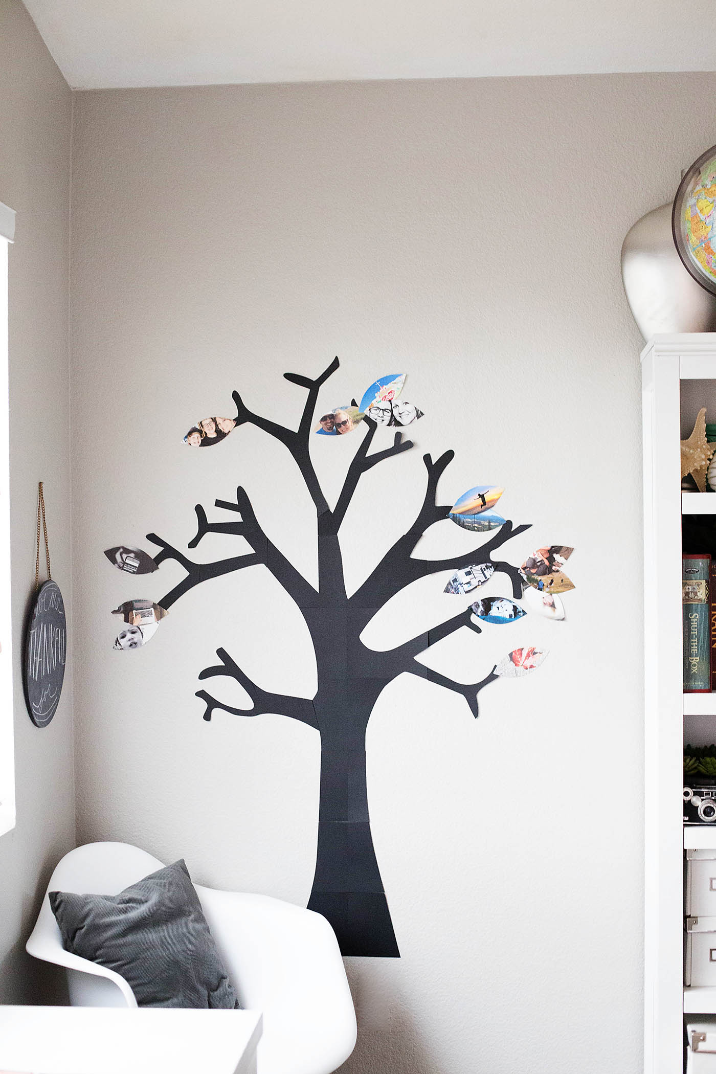 Thankful Photo Tree - a fun family Thanksgiving project! Use photos or just write what you're thankful for onto paper leaves