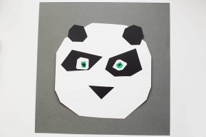 Geometric panda art inspired by Kung Fu Panda - make Po out of easy to cut shapes!