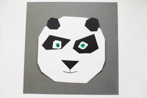 Geometric panda art inspired by Kung Fu Panda - make Po out of easy to cut shapes!