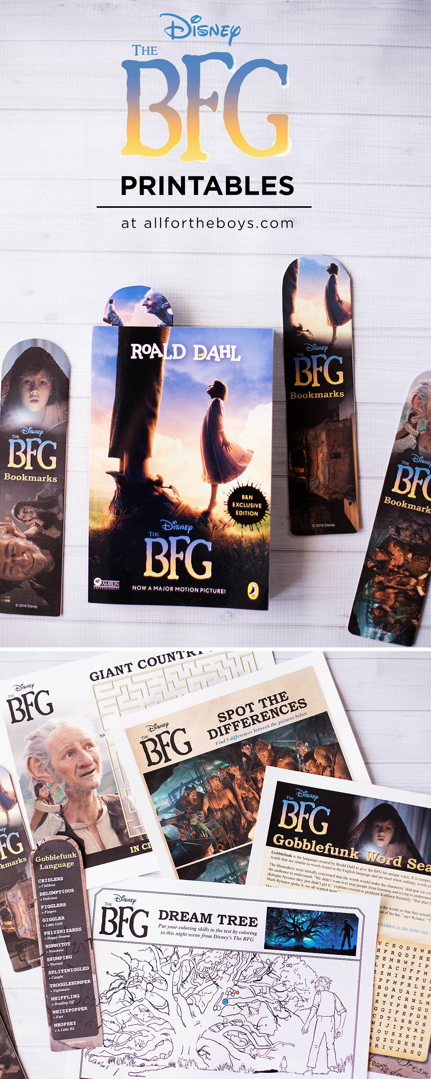 The BFG printable bookmarks, coloring & activity pages