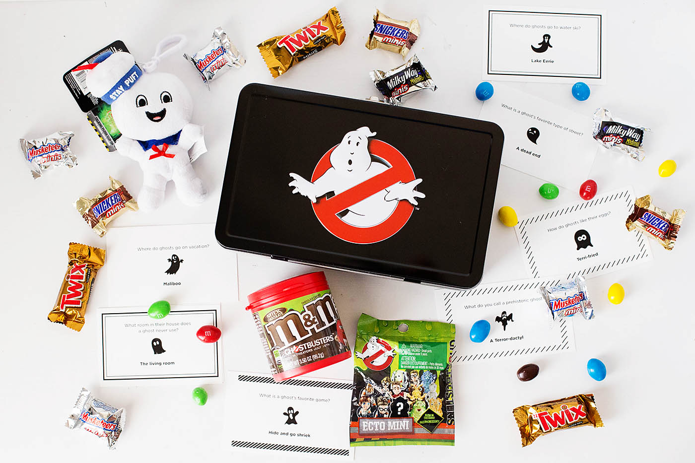 Back to School Ghostbusters themed surprise with printable lunchbox ghost joke notes