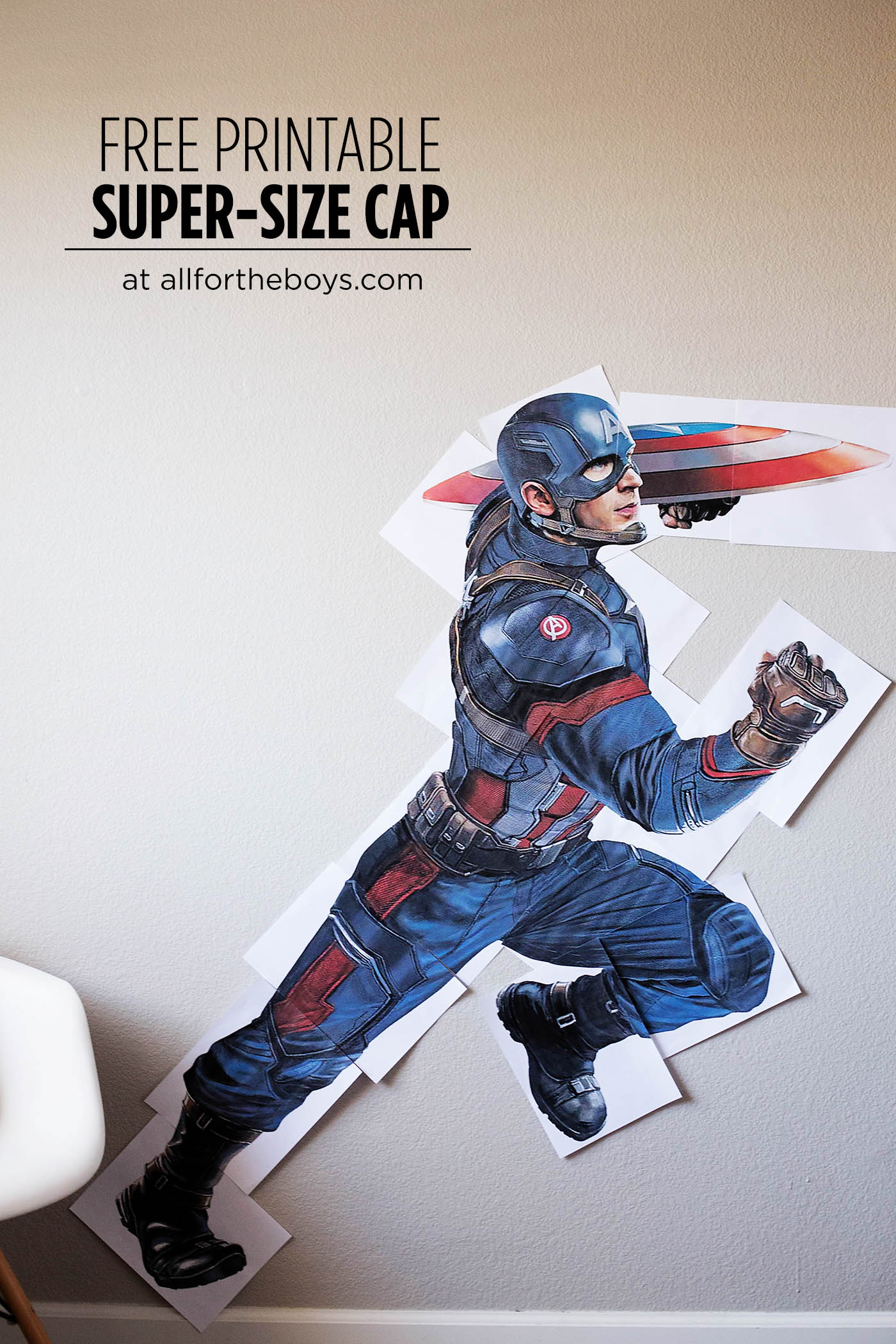 Free printable super-size Captain America - for a movie night or any Marvel fan!