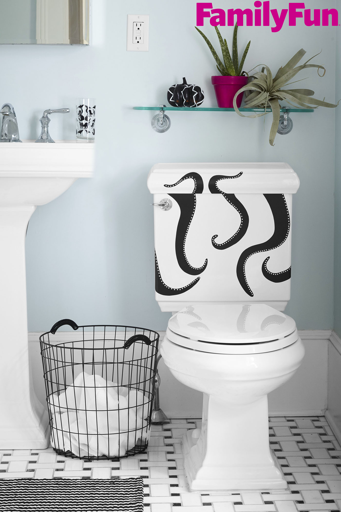 Toilet Tentacles - easy DIY Halloween decor idea