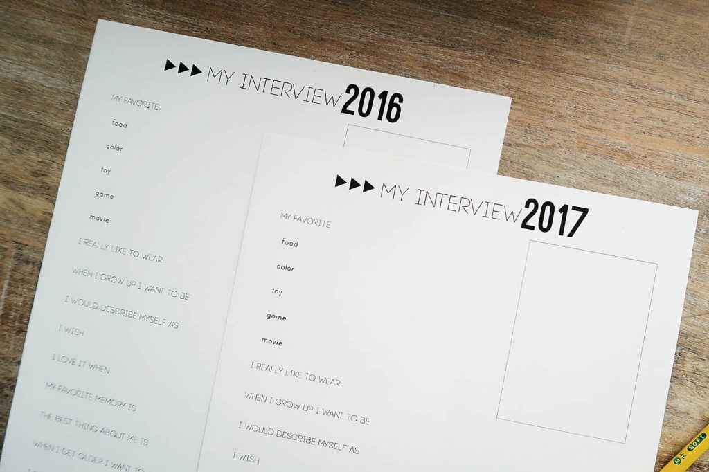 2016 & 2017 All about me kids interview printable