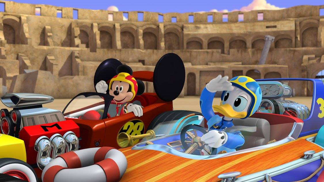 MICKEY AND THE ROADSTER RACERS - "Race for the Rigatoni Ribbon!" - Mickey and the gang compete against Piston Pietro throughout Rome, while a runaway giant meatball chases after Goofy. This episode of "Mickey and the Roadster Racers" airs Monday, January 16 (12:00 - 12:25 P.M. EST) on Disney Junior. (Disney Junior)MICKEY MOUSE, DONALD DUCK