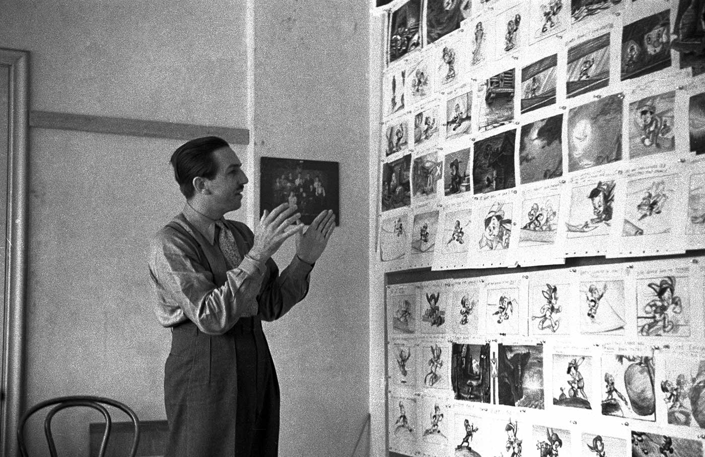 Walt at a Pinocchio storyboard meeting; collection of the Walt Disney Archives Photo Library, © Disney