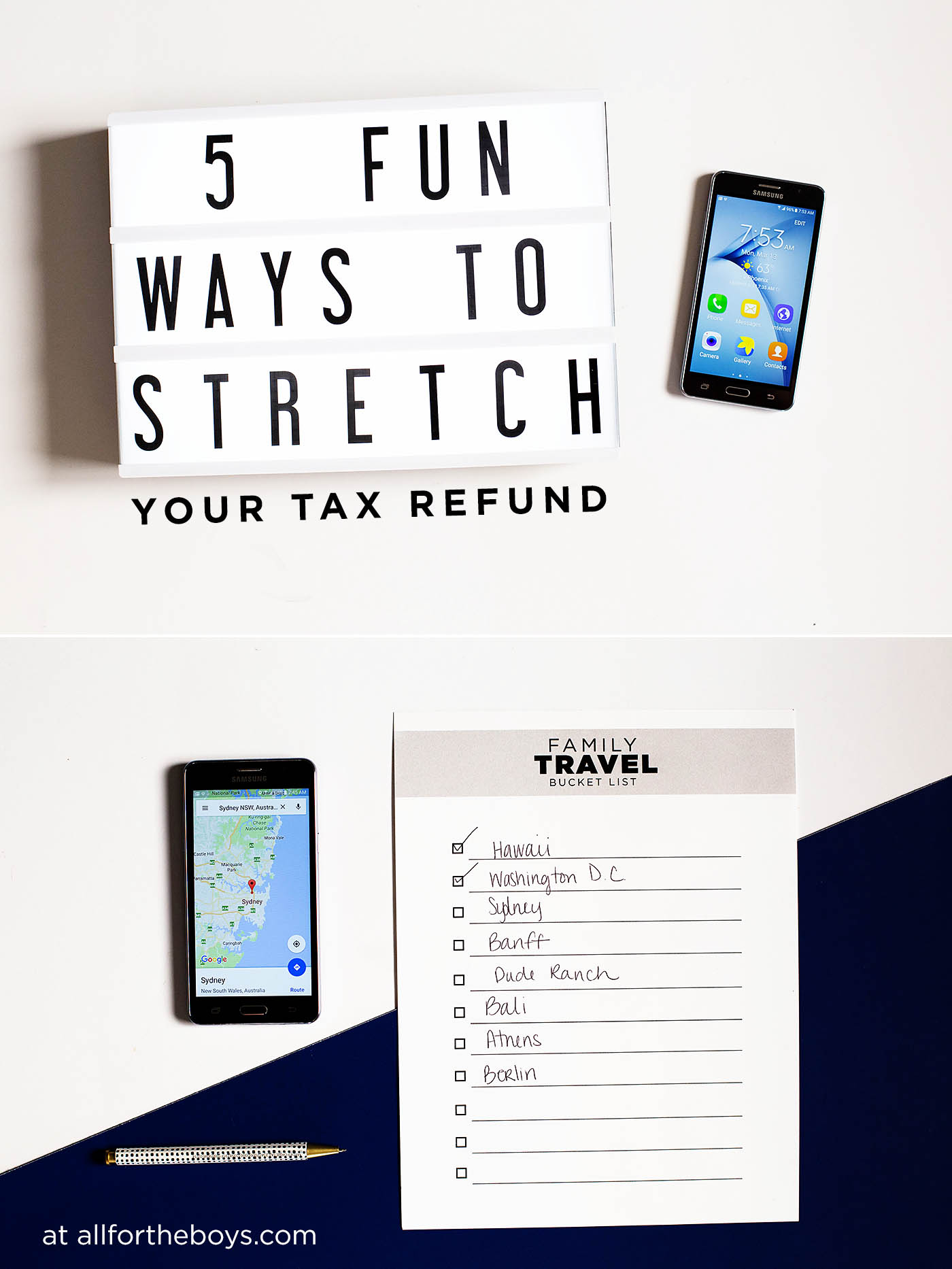 5 FUN ways to stretch your tax refund, plus a family travel bucket list printable!