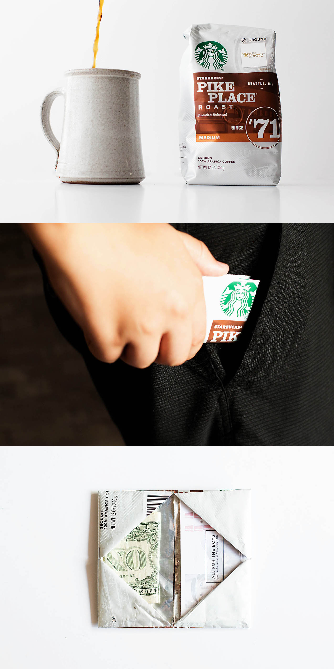 DIY origami wallet from a coffee bag!