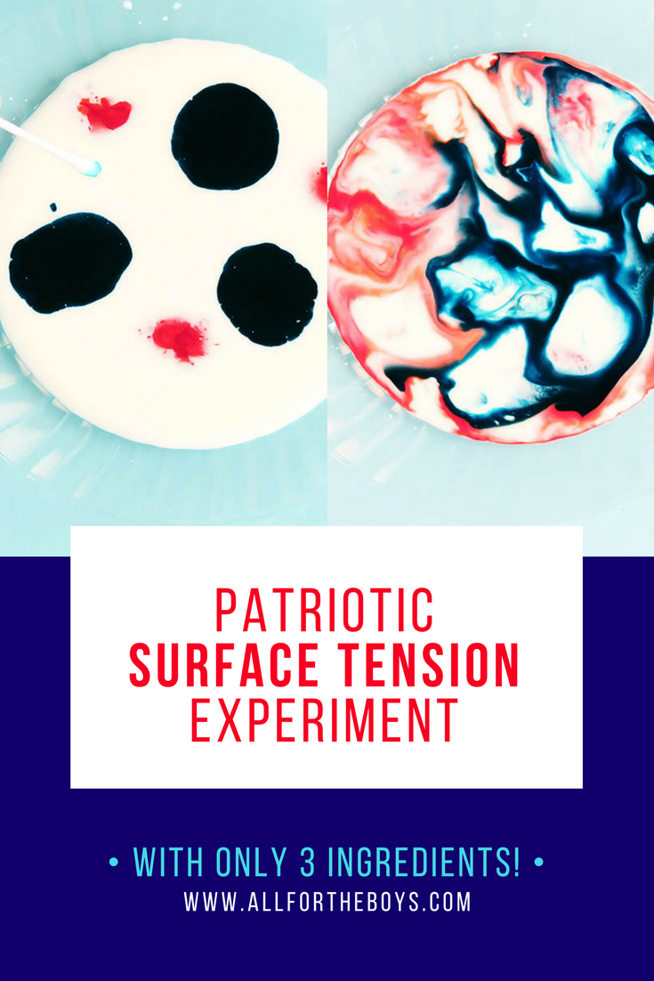 Easy patriotic themed surface tension experiment for kids