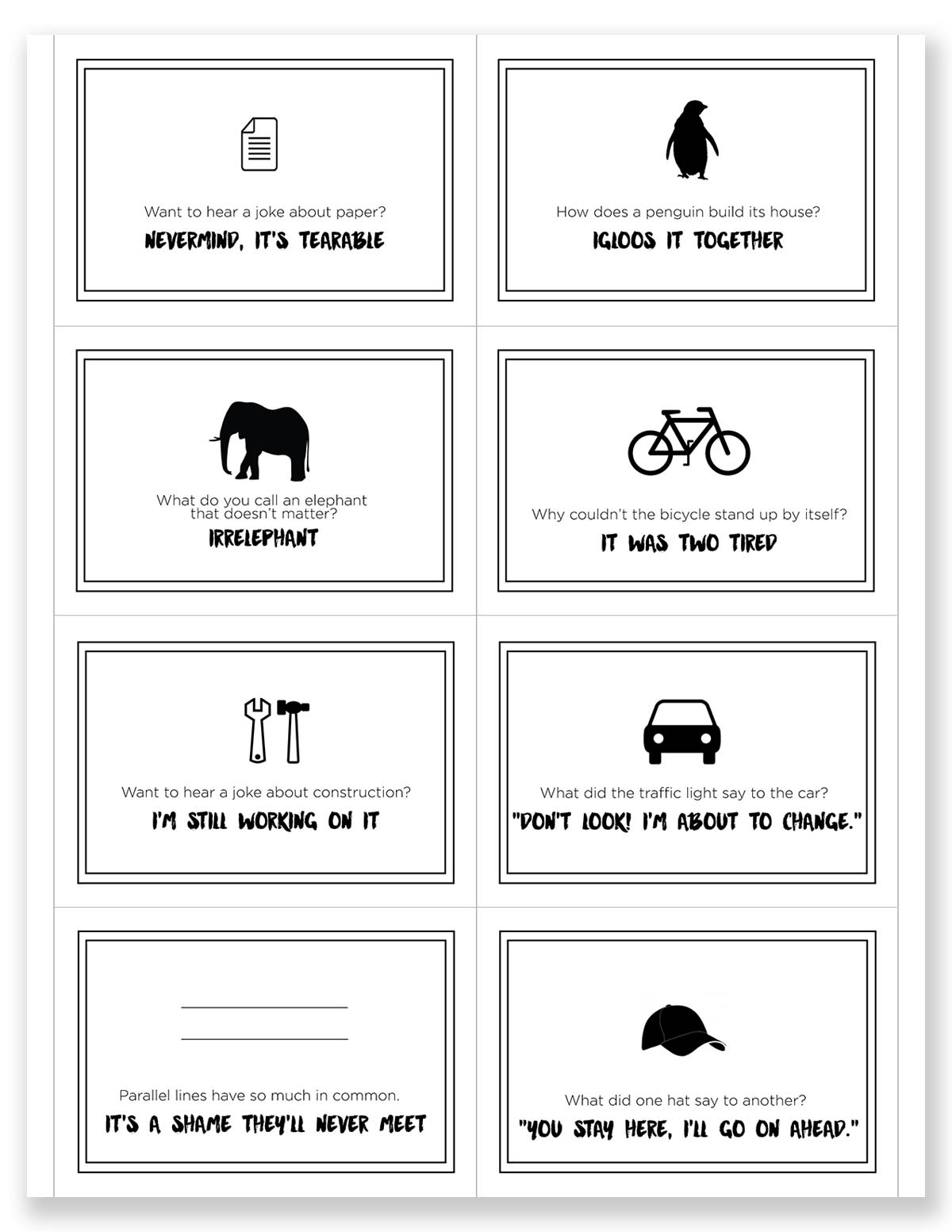 Free printable joke notes perfect for lunches!