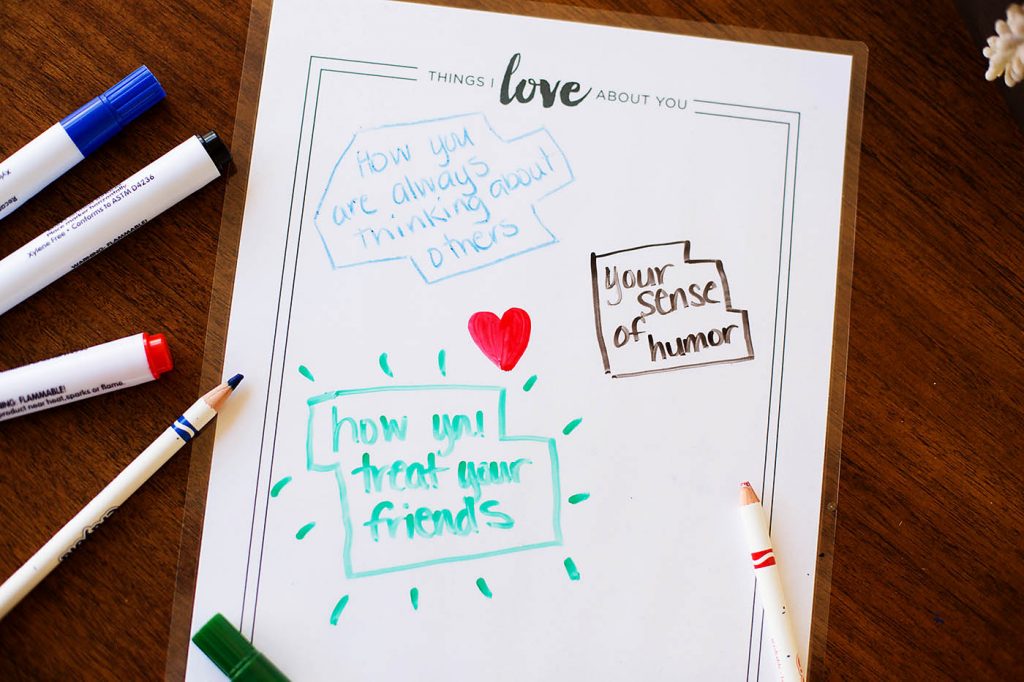 Things I love about you Valentine's Day door printable - perfect for teens!