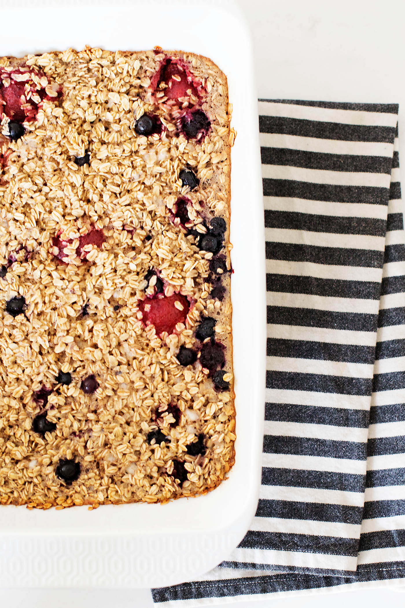 Easy Baked Berry Oatmeal with cottage cheese! Made gluten free just by using gluten free oats!
