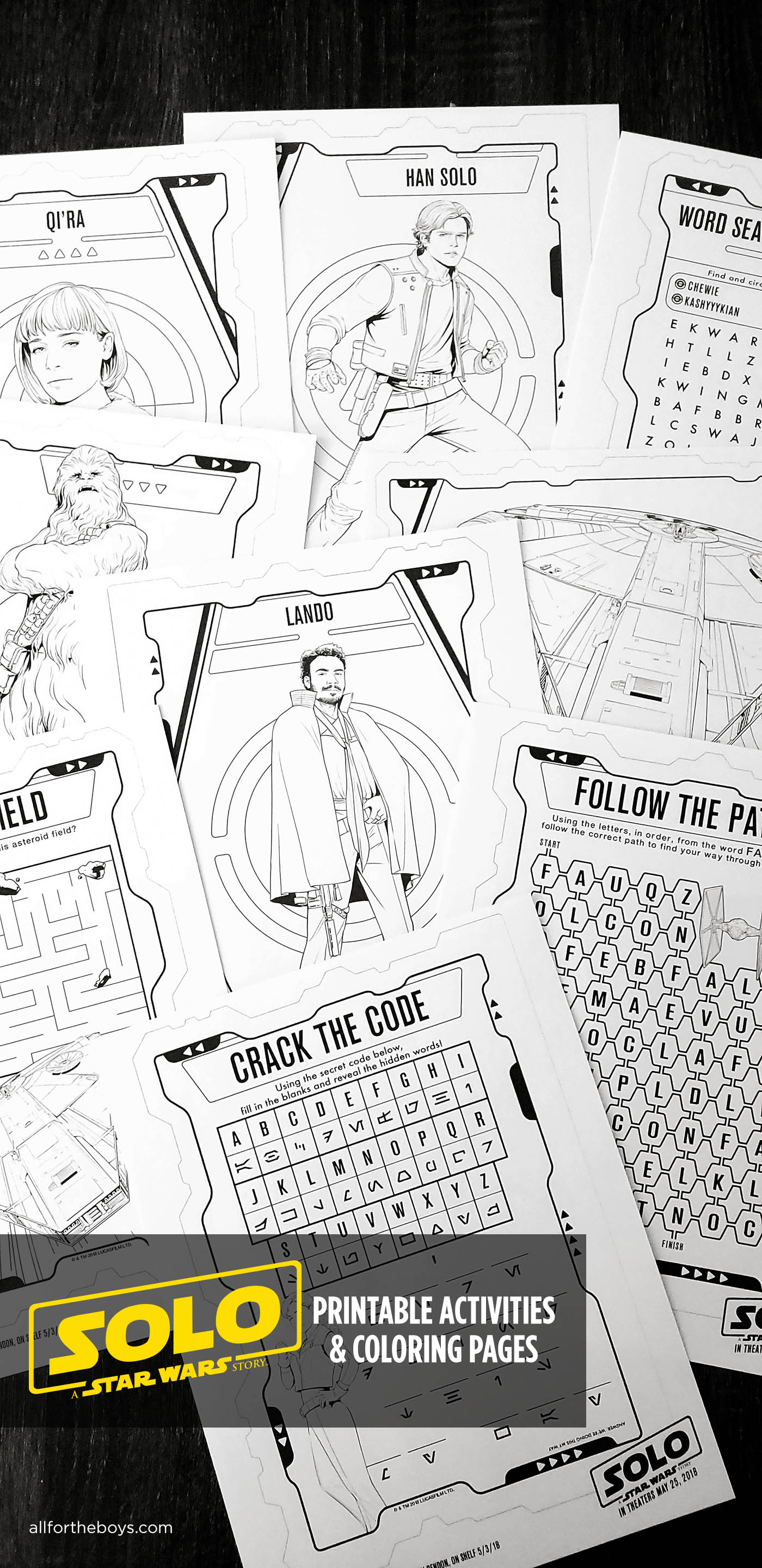 Solo: A Star Wars Story printable activities and coloring pages