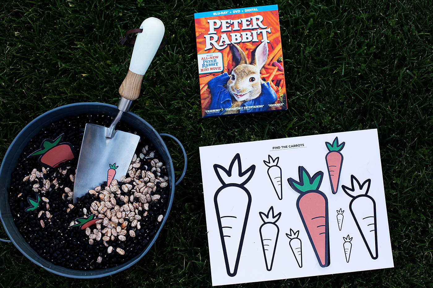 Peter Rabbit family movie night + printable carrot game